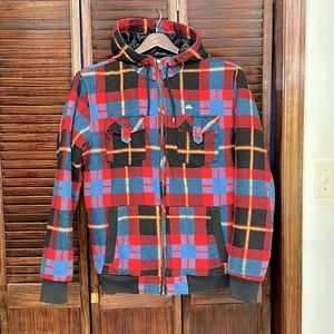 Mens Quicksilver plaid Flannel Winter Coat